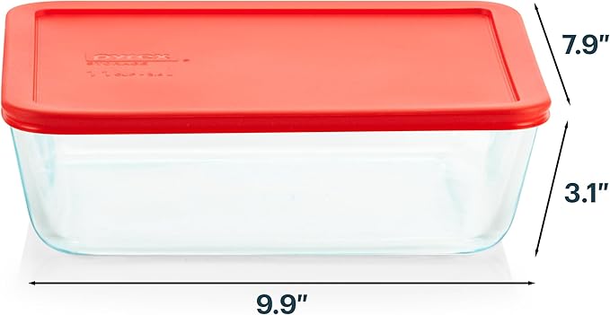 Pyrex Simply Store Glass Food Storage Container, Snug Fit Non-Toxic Plastic