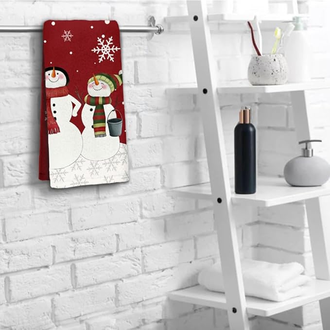 Snowman Hand Towels 28.7 x 13.7 Inch Christmas Bathroom Towels Winter Holiday