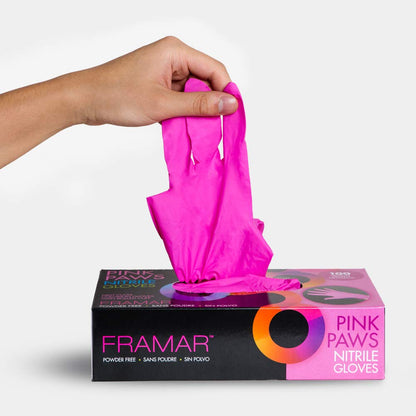 FRAMAR Pink Gloves Disposable Medium – Powder Free Nitrile, Latex Free Gloves Medium Disposable For Hair Dye, Tattoo, Cleaning – Extra Durable and Resistant – 100 Pack