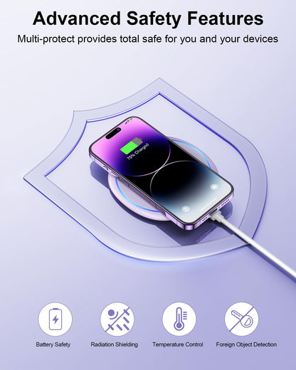 NANAMI 10W Max Wireless Charger Pad, Fast Charging Compatible with iPhone 17/16/15/14/13/12/11/SE Series, Samsung Galaxy S26/S25/S24/S23/S22/S21/S20, AirPods 2/3 - Adapter Required (Sold Separately)