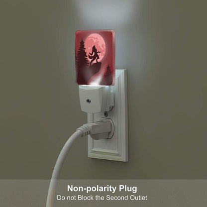 FSHVQKD Blood Moon and Werewolves Night Light,Plug-in Night Lights with Dusk-to-Dawn Sensor for Stairway,Hallway,Bedroom Sleep Friendly Ideal for Women/Girls/Boys Gift,0.5w