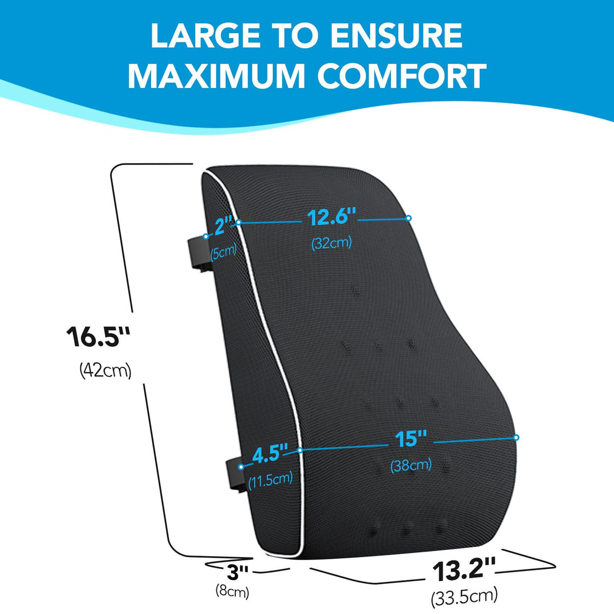 QUTOOL Lumbar Support Pillow for Office Chair,Office Home Essentials,Back Support Pillow for Car, Chair Cushions,Back Pain Relief Improve Posture,Mesh Cover Double Adjustable Straps