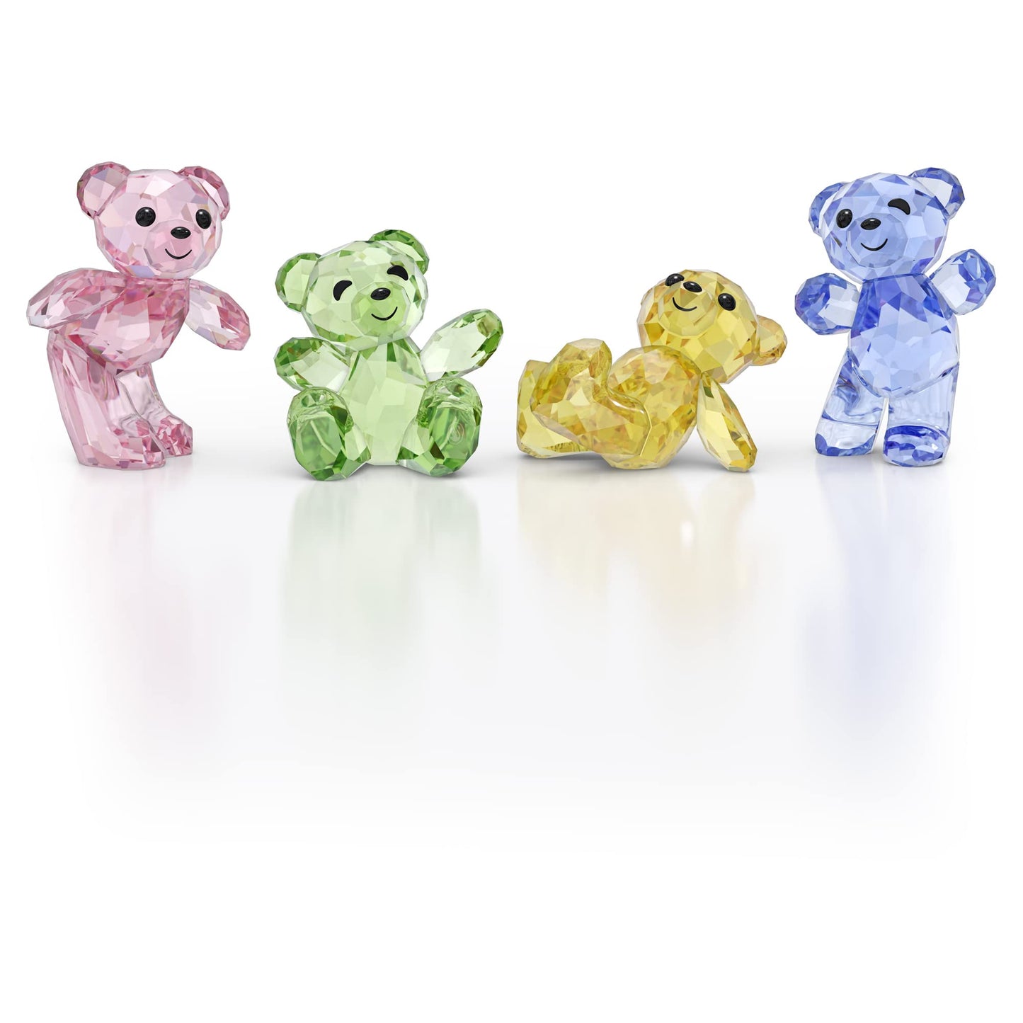 Swarovski Kris Bear 30th Anniversary Figurine Set, 4 Small Bears in Pink, Green, Yellow and Blue Crystal, Part of the Kris Bear Collection