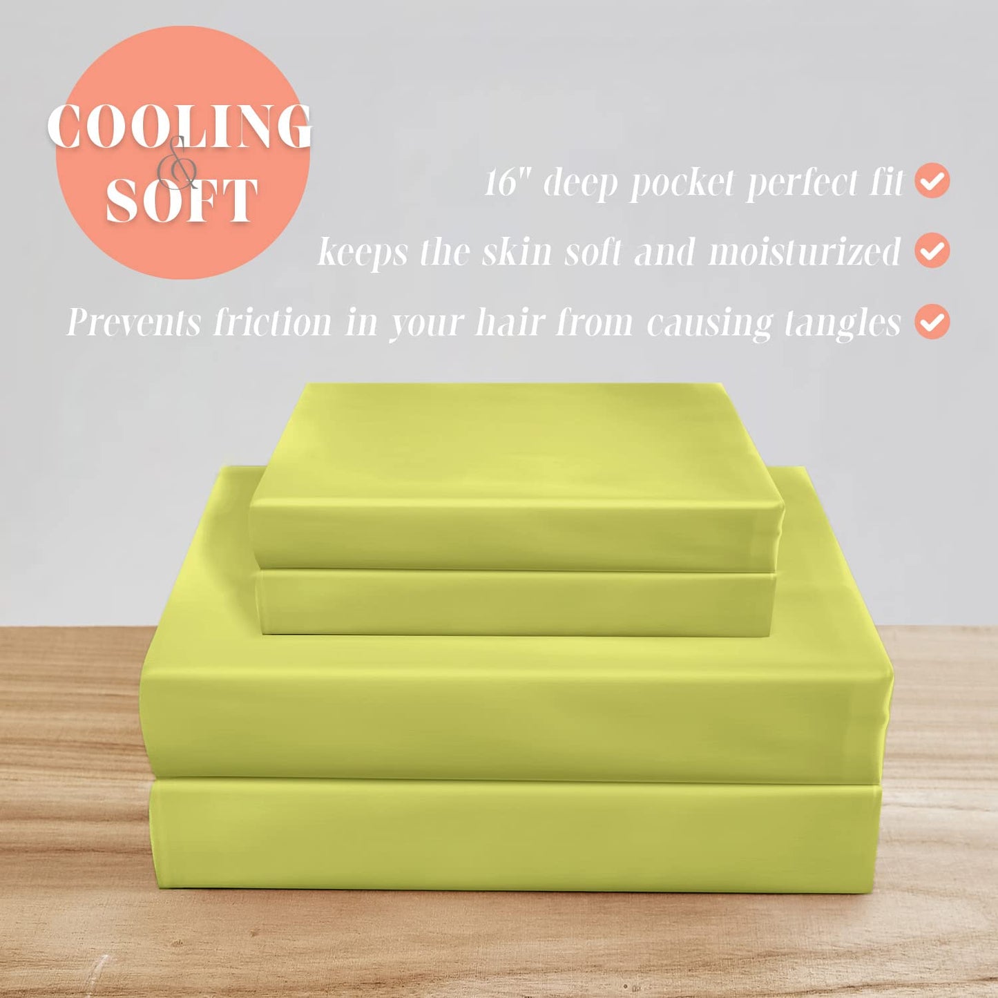 Elegant Comfort Luxurious 4-Piece Silky Satin Sheet Set, Skin and Hair Friendly, Wrinkle, Fade, Stain Resistant with Deep Pockets Fitted Sheet, Cooling Soft Satin Sheets, Twin XL, Pistachio Green