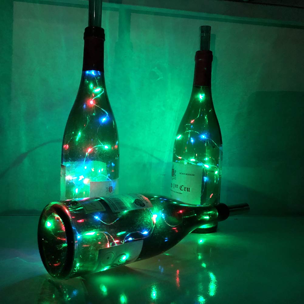 Wine Bottle Lights, 8 Packs AA Battery Powered, 20-LEDs 39 Inch RGB Wine Cork Starry String Fairy Lights for Bottle DIY, Christmas, Wedding, Dancing, Halloween, Party, Table Festival Decorations