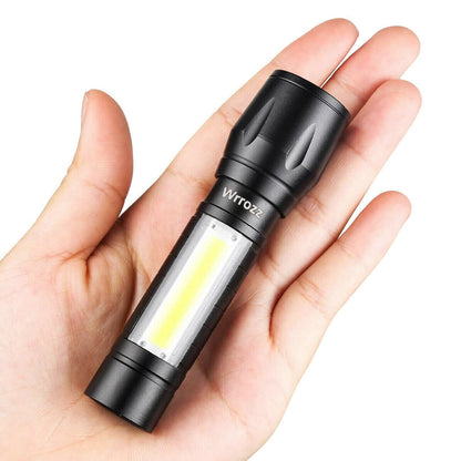 Wrrozz Led Flashlight Rechargeable USB Torch Mini Small Light Super Bright Handheld Tiny Portable Pocket Keychain Flash Light with COB Side Searchlight High Lumens Zoomable Emergency Camping 2 Pack