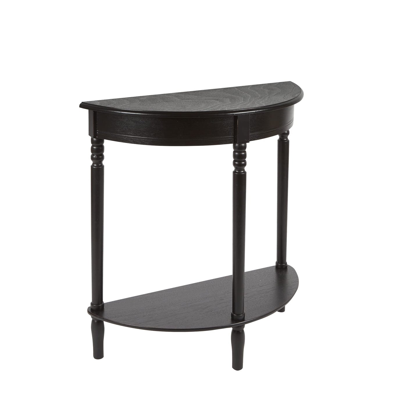 Decor Therapy Half Moon Entry Table, With Shelves & Easy Assembly, Farmhouse Entryway Table, Black, Wood - (28.5" x 11.8" x 28.5")