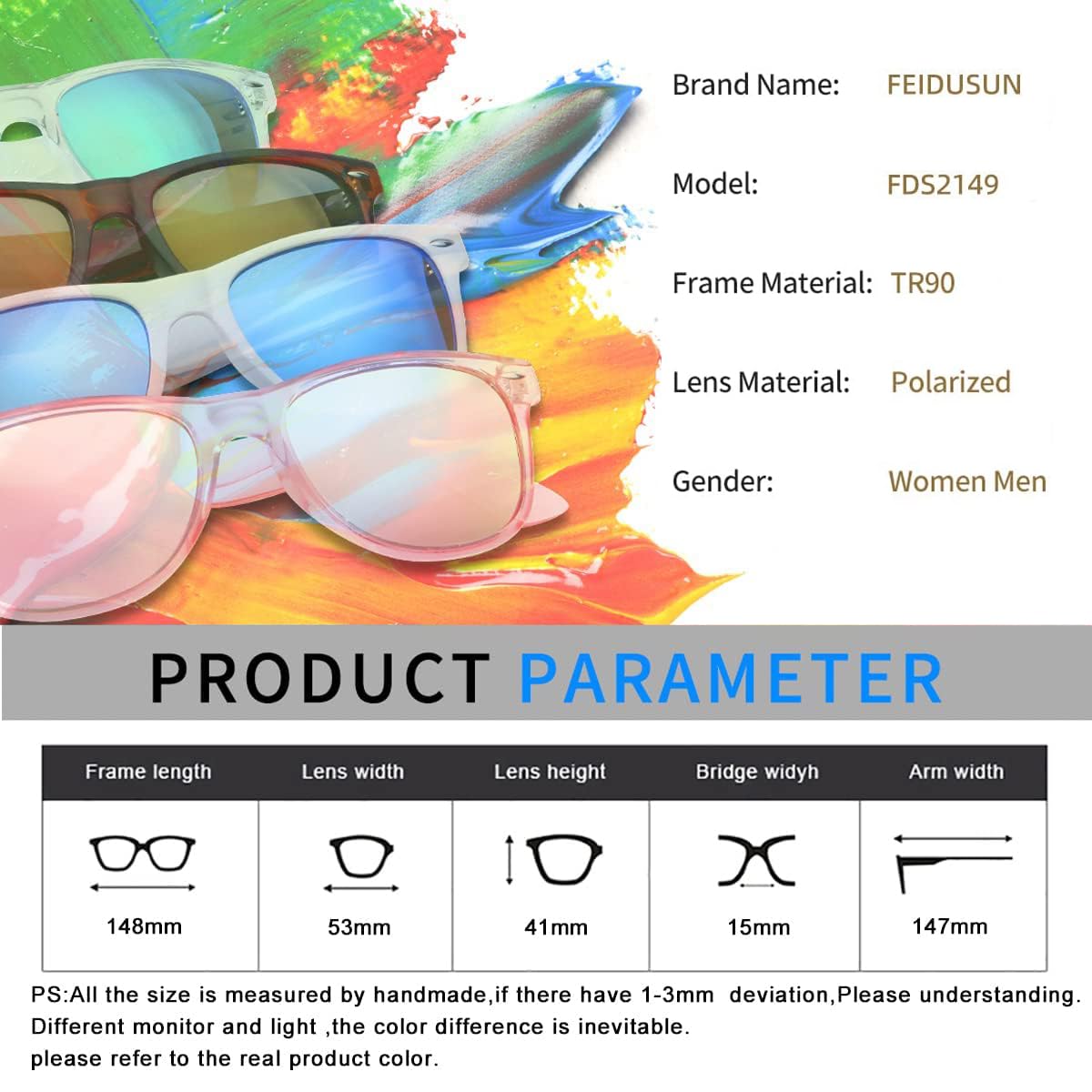 FEIDUSUN Sunglasses Men Polarized Sunglasses for Mens and Womens,Black Retro Sun Glasses Driving Fishing UV Protection