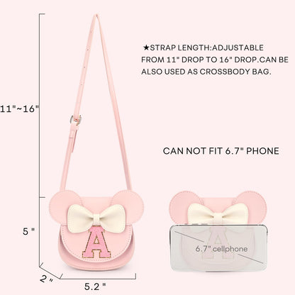 mibasies Toddler Purse Girl Gifts: Birthday Gifts for Girls 3-8 - Little Kids Gifts Mini Mouse Ears Bow Purse (Pink P)