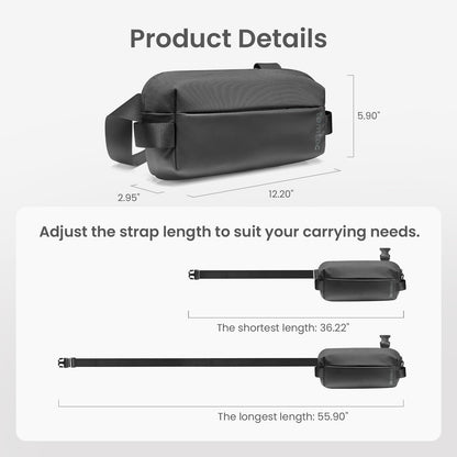 tomtoc Compact EDC Sling Bag, Minimalist Chest Shoulder Crossbody Sling Backpack for Men Women, fits Switch 2 or ipad mini 7, Lightweight Everyday Carry Bag for Tactical, Travel, Work, Sport, Black