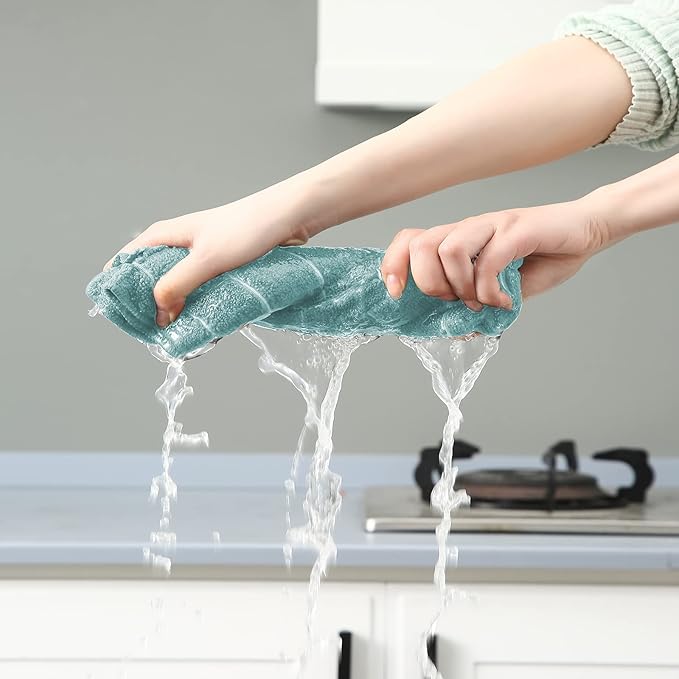Microfiber Kitchen Towels and Dishcloths Set, 26 X 18 Inch and 12 X 12 Inch