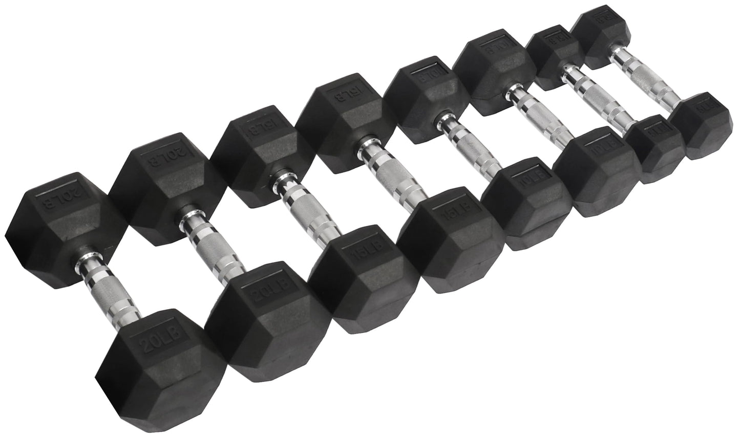 Fitvids Premium Rubber Coated Hex Dumbbell Weight Set, Multiple Packages