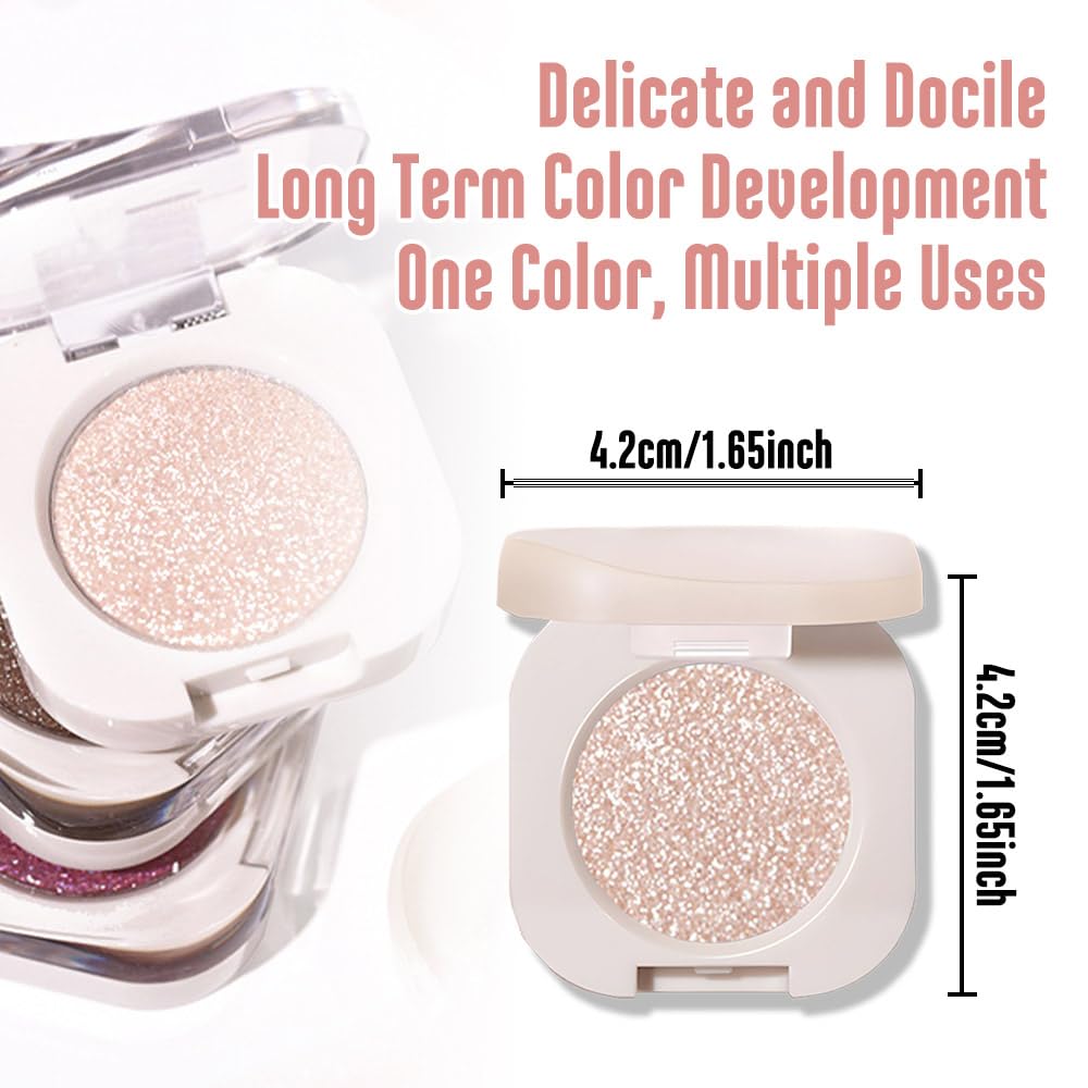 FeiCuiYun Glitter Shimmer Sparkle Eye Shadow Palette Makeup for Old Women, Pearl White Silver Glitter Shimmer Metallic Holographic Iridescent Cream Iridescent Single Monochrome Eyeshadow Makeup, 11