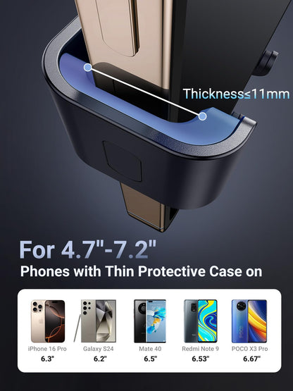 UGREEN Car Phone Holder Air Vent, Gravity Phone Mount Cradle Reliable Stable Hands-Free, Compatible with iPhone 17 Pro Max 17Air 16/15/14/13/12/11, Galaxy S25/S24/S23/S22/S21, Pixel 10/9/8(Silver)