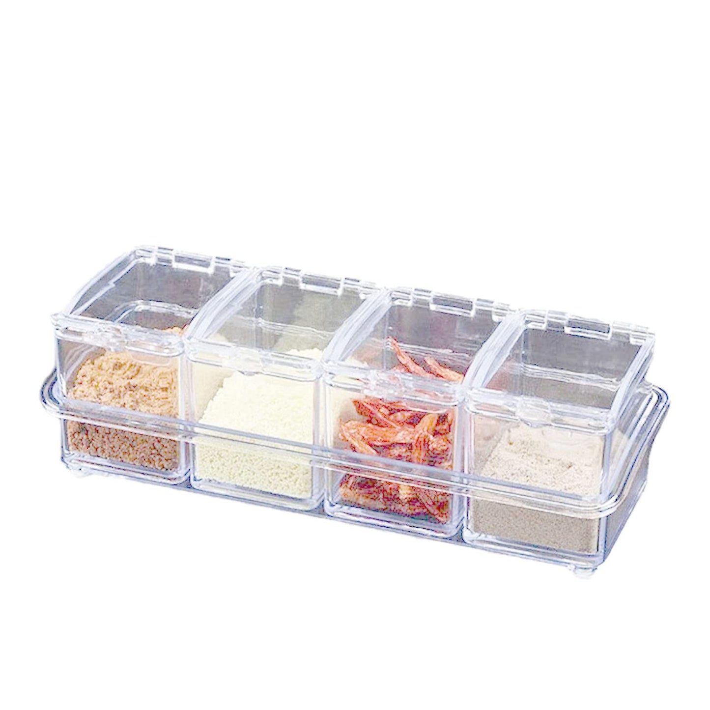 Pilipane Kitchen Seasoning Jar Set Acrylic Condiment Storage Box Transparent Salt Sugar Jar Set for Kitchen Storage Acrylic Material 4pcs