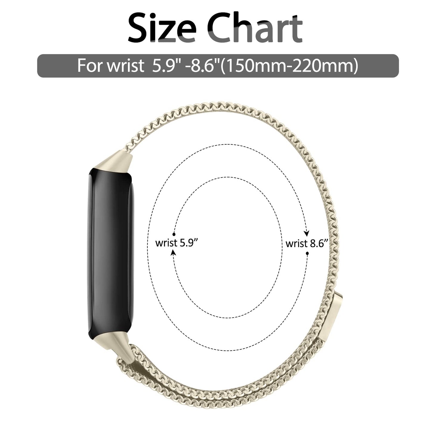 Vanjua for Fitbit Inspire 3 Bands Women Men, Stainless Steel Metal Mesh Loop Adjustable Magnetic Wristband Replacement Straps Compatible with Fitbit Inspire 3 Fitness Tracker (Champagne Gold)