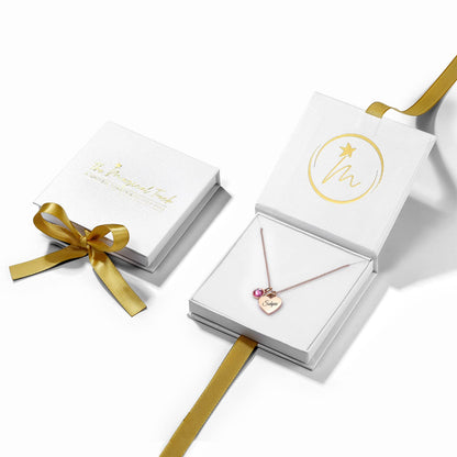 TMT Personalised necklace with Birthstone heart pendant gift box | initial heart necklace engraved for Daughter Mum Best Friend Girlfriend | Birthday gift for 18th 21th 30th 16th 13th