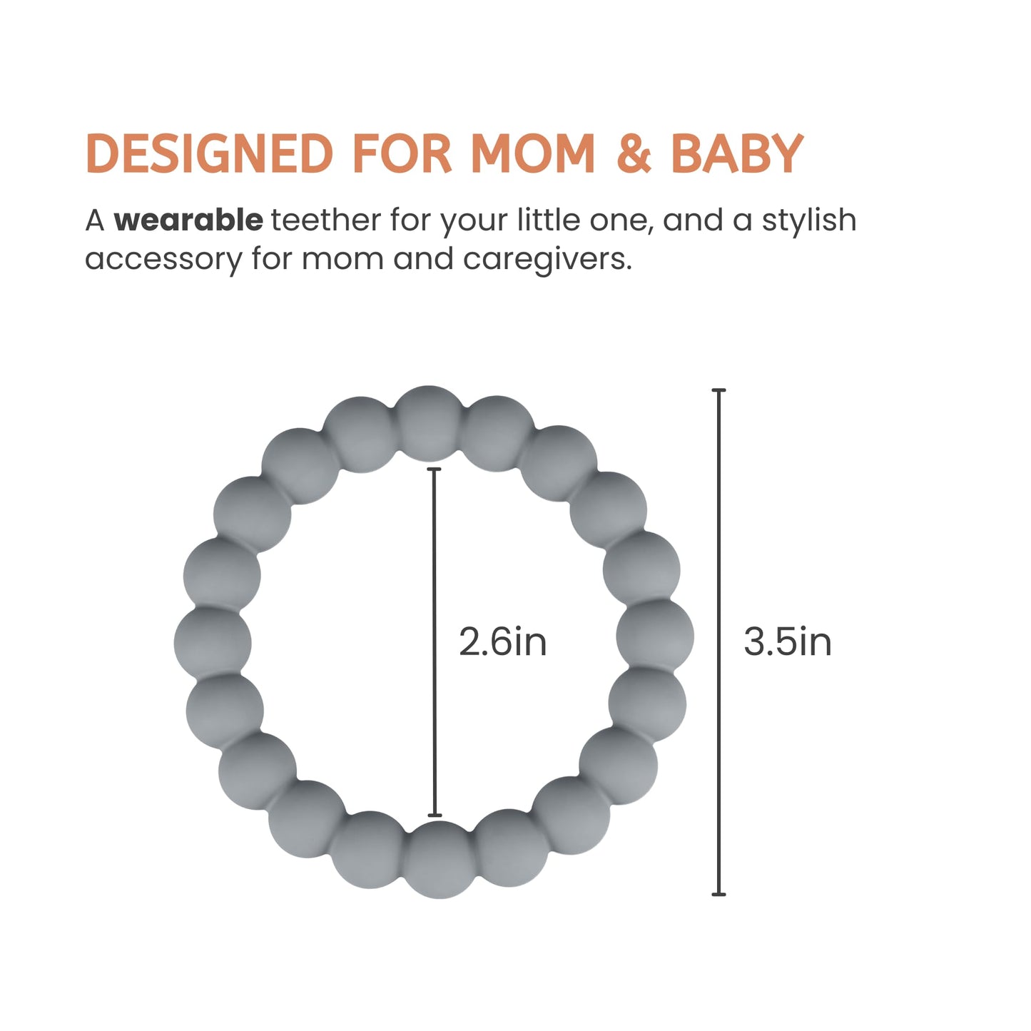Nearbyme Silicone Teether Rings, 4 Neutral (White, Beige, etc.) Baby Teether Bracelets for 3m+ Babies to Self-Soothe