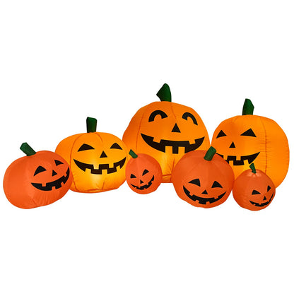 TechKen Halloween Inflatables 8FT Long Inflatable Pumpkins with Built-in LEDs - Outdoor Yard Decorations for Harvest and Halloween Party, Garden, Lawn - Fun Halloween Decors Harvest Giant Pumpkins