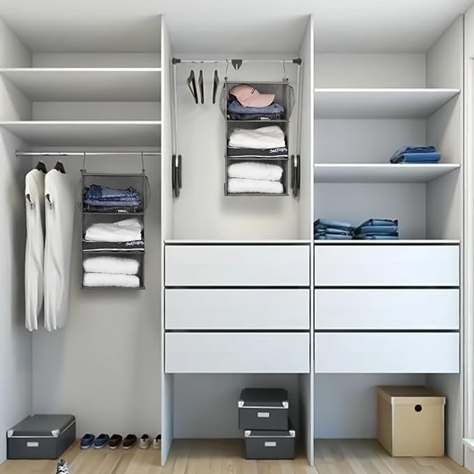 MAX Houser 3 Tier Shelf Hanging Closet Organizer, Space Saver, Closet Hanging