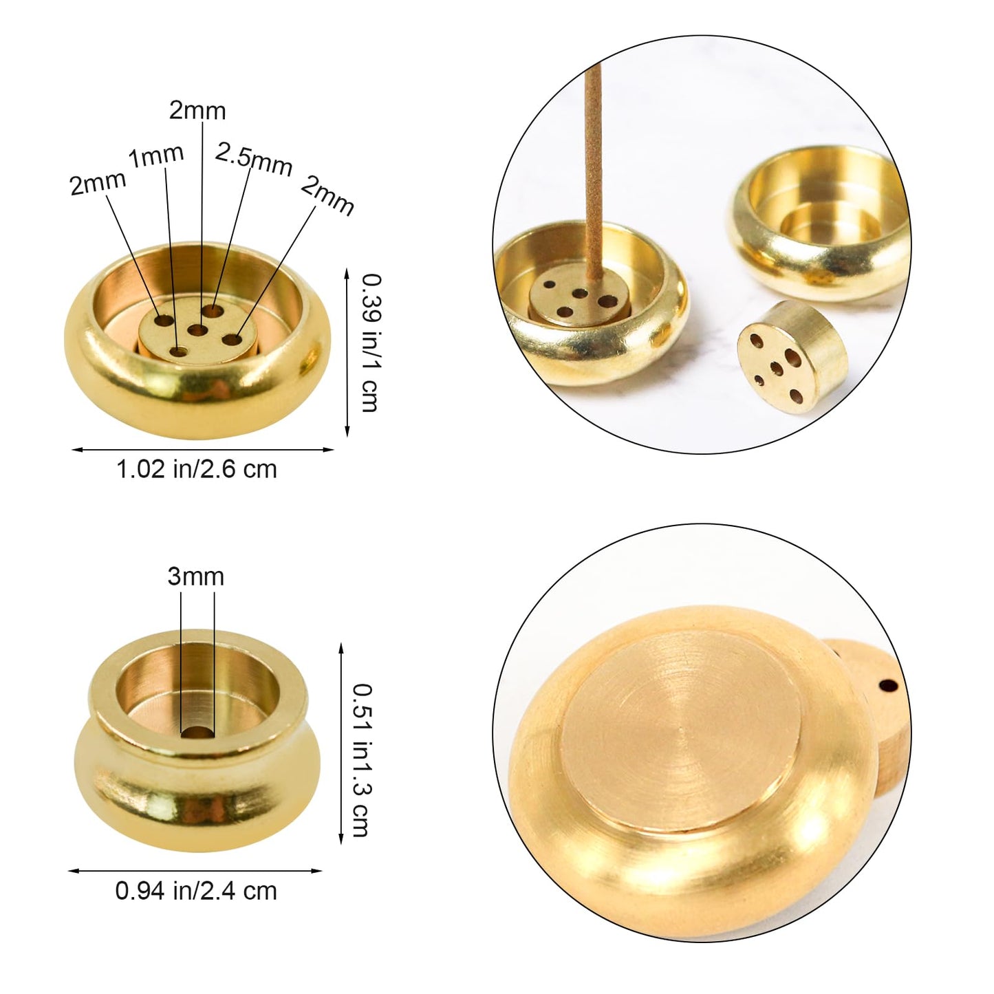 MrMrKura 12 Pcs Brass Incense Burner Holder, Mini Copper Incense Stick Holder Gold Cone Incense Holder for Yoga Meditation Indoor Outdoor Home Decor