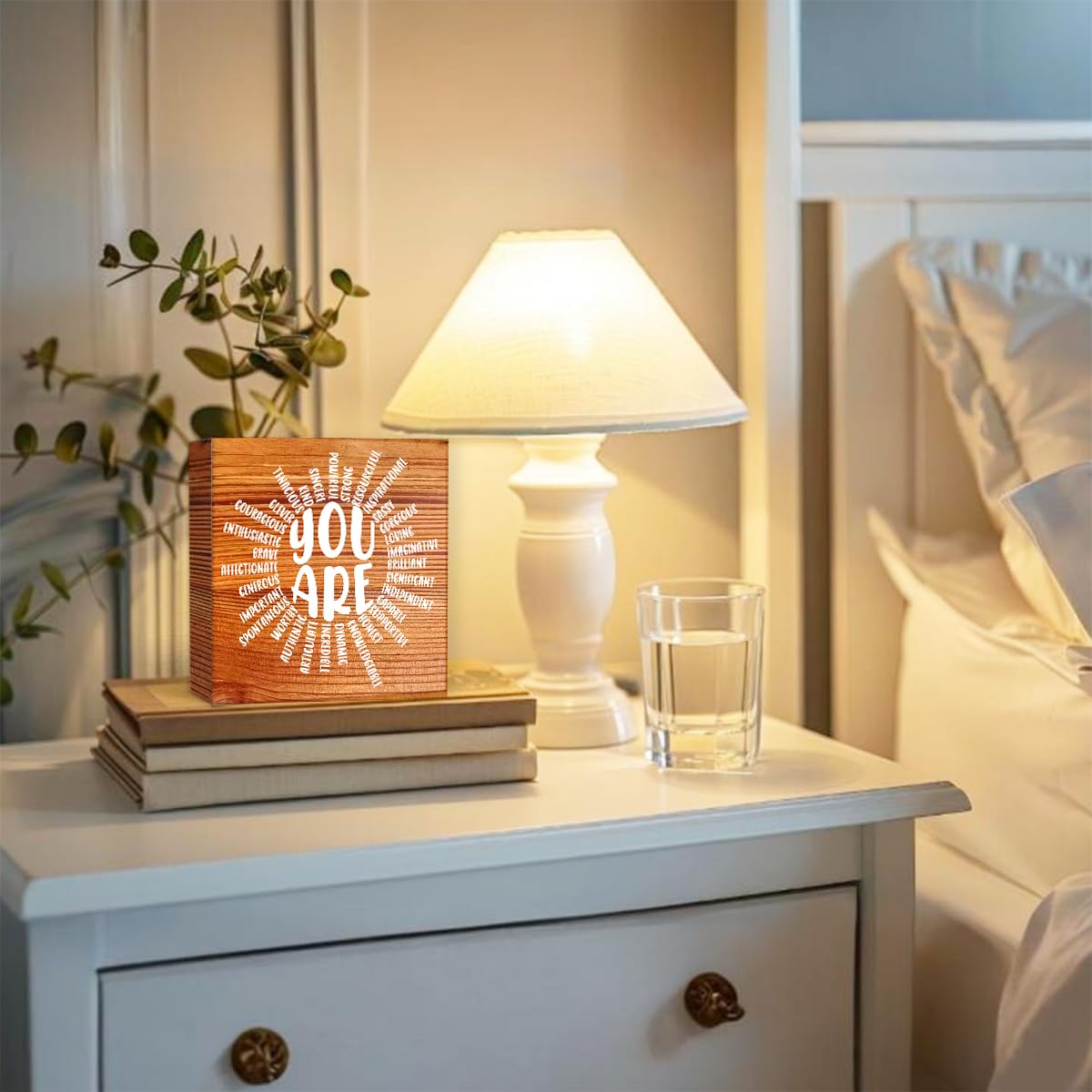 Inspirational Wood Box Sign You Are Sun Wooden Block Signs Motivational Quote Desk Décor for Home Office Bedroom Table Décor-Rustic Positive Desk Decor