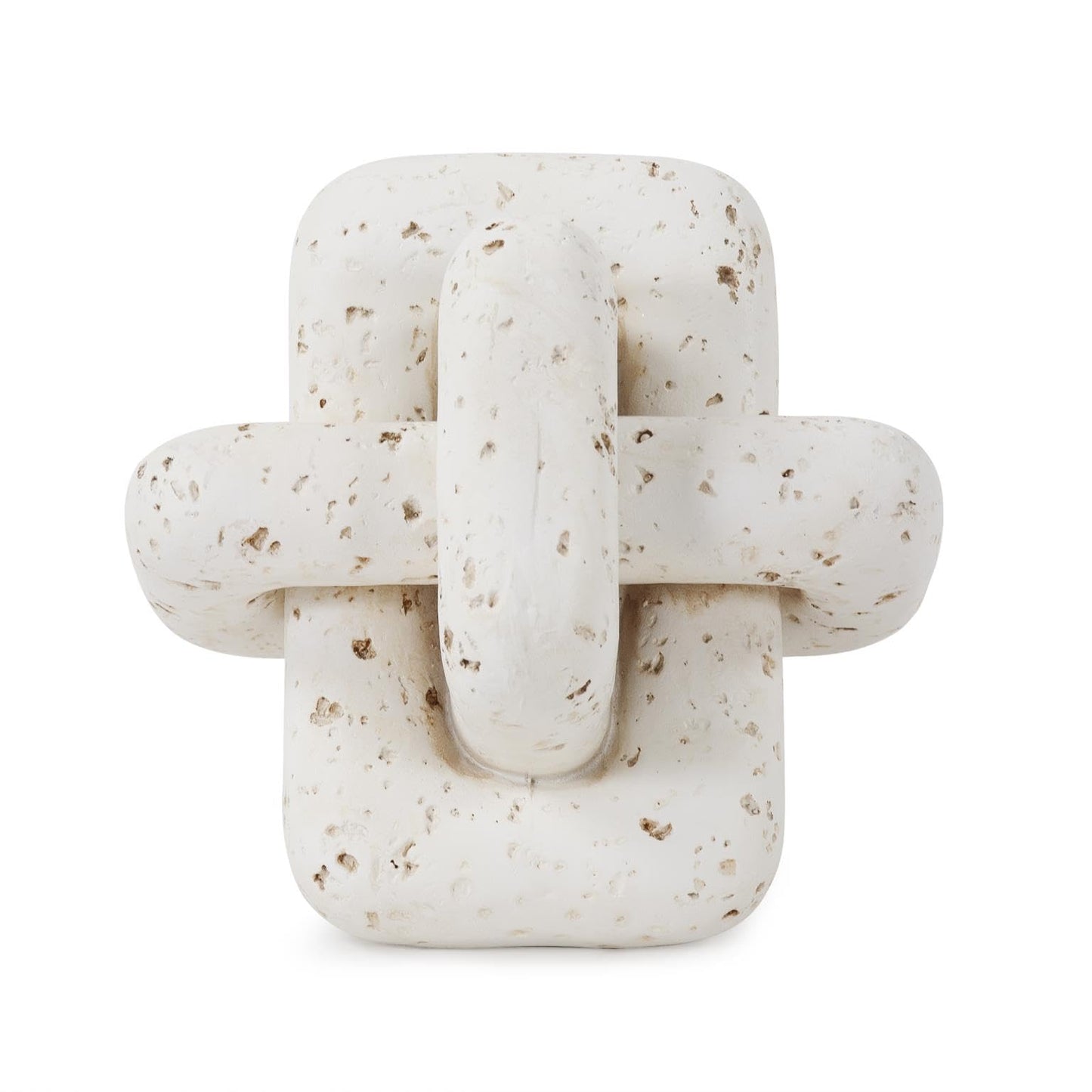 Howard Elliott Collection Everlink Natural Stone Sculpture for Home & Garden Decor, Decorative Resin Figurine with Interlocking Travertine Texture for Home & Office Decor, White, 8 x 8 Inch