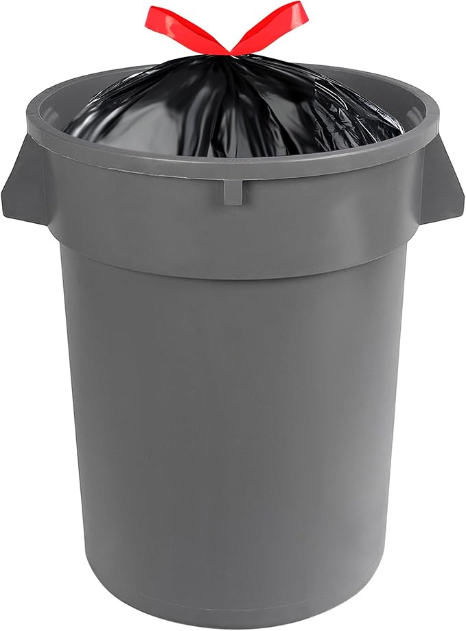 Amazon Basics Multipurpose Drawstring Trash Bags, 30 Gallon Capacity, Tear