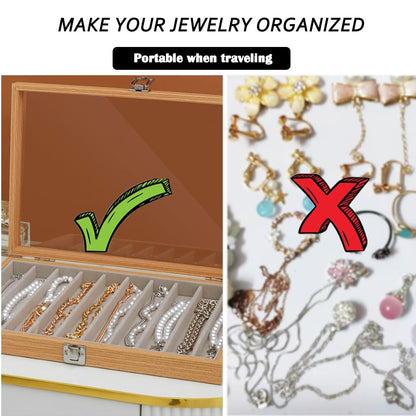 MIOINEY Glass Lid Necklace Organizer Box Transparent Necklace Holder Organizer Velvet Necklace Display Box Clear Lid Jewelry Storage Stackable Necklace Display Case for Women Girls (Style A)