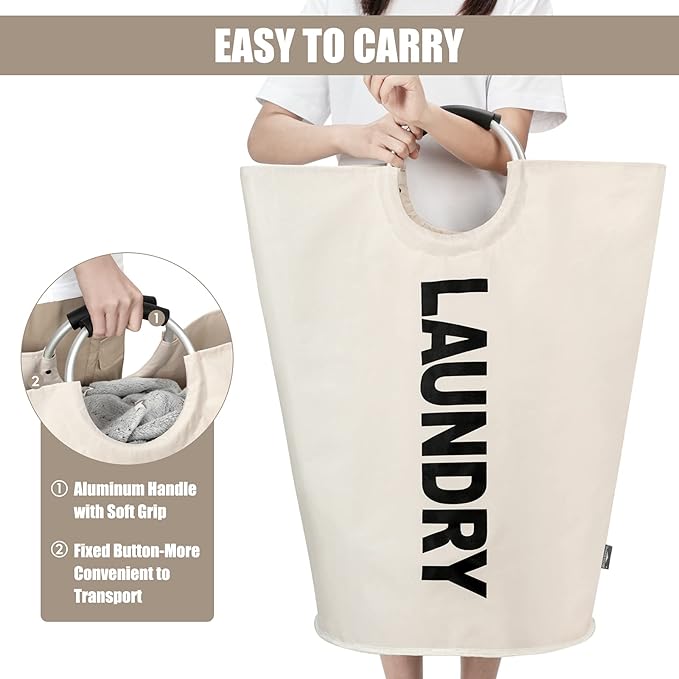 DOKEHOM 125L X-Large Laundry Basket, Collapsible Laundry Bag, Freestanding Tall