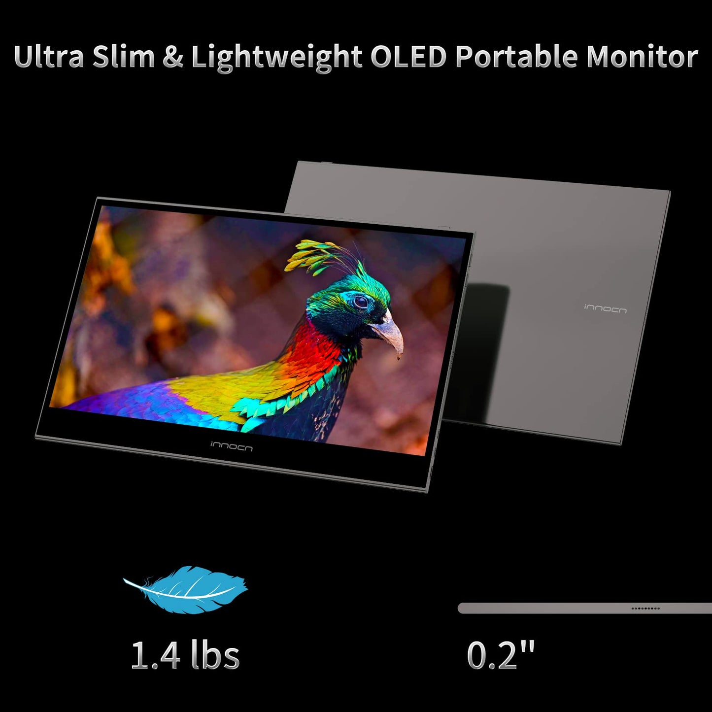 INNOCN 15.6" Portable Monitor OLED Touch Second Screen for Photo Editing with 4K, 100% DCI-P3, 100000:1, 10Bits, USB C External Monitor for Laptop,PC, Phone,Consoles, Brown, PU15 Pre C6
