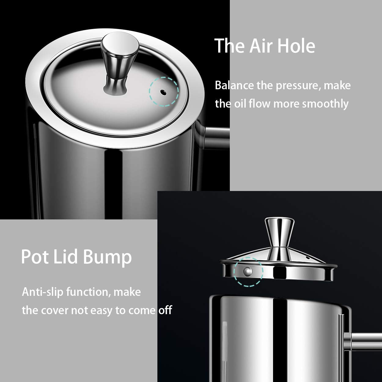 Sumerflos Olive Oil Dispenser Bottle Stainless Steel, 500ml/17oz Drip-Free Pouring Oil Pot Storage Container for Salad and Kitchen Cooking