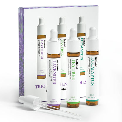 Benatu Essential Oils Set (Tea Tree Lavender Eucalyptus) for Home, Organic Relax Scent Aromatherapy Gift for Women and Men, Natural Fragrance for Skin Care, Body Topical Massage, Diffuser 3 Packs