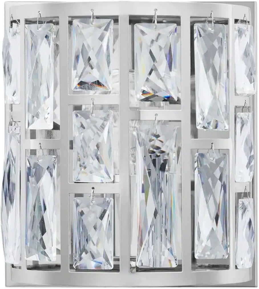 LYTIO Crystal Lamp,1-Light Chrome Indoor Wall Sconce Dimmable 60V Glamourous Style Handmade, B10 Bulb