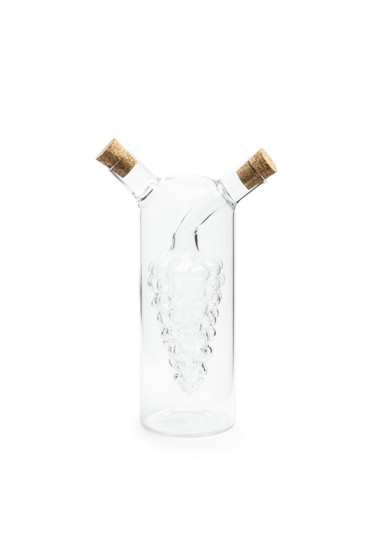 Fox Run 7050 Run Grape Motif Oil and Vinegar Cruet Dispenser Bottle, Clear Borosilicate Glass