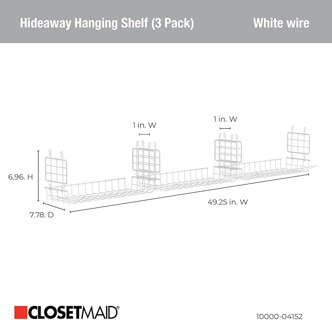 ClosetMaid Hideaway Behind-the-Hangers Hanging Wire Shelf