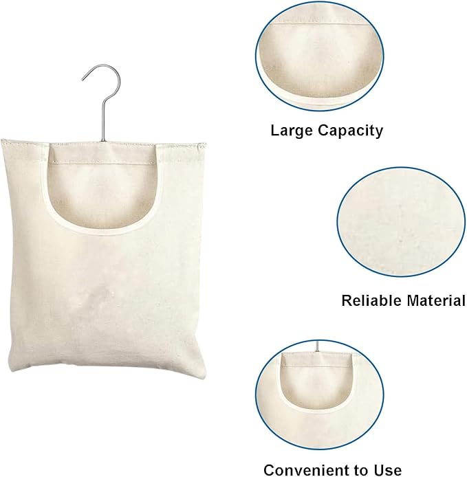 Ragyzity Canvas Clothespin Bag, Zipper Closure, Portable Clothes Pin Hanging Bag