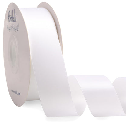 Ribbli White Satin Ribbon Double Faced Satin 1-1/2 Inch x Continuous 50 Yards-White Ribbon for Gift Wrapping Crafts Wedding Decoration Bows Bouquet Floral Arrangement