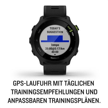 Garmin Forerunner 55 GPS 42mm Running Smartwatch, Easy to use, Lightweight, Training Guidance, Safety & Tracking Features, Black