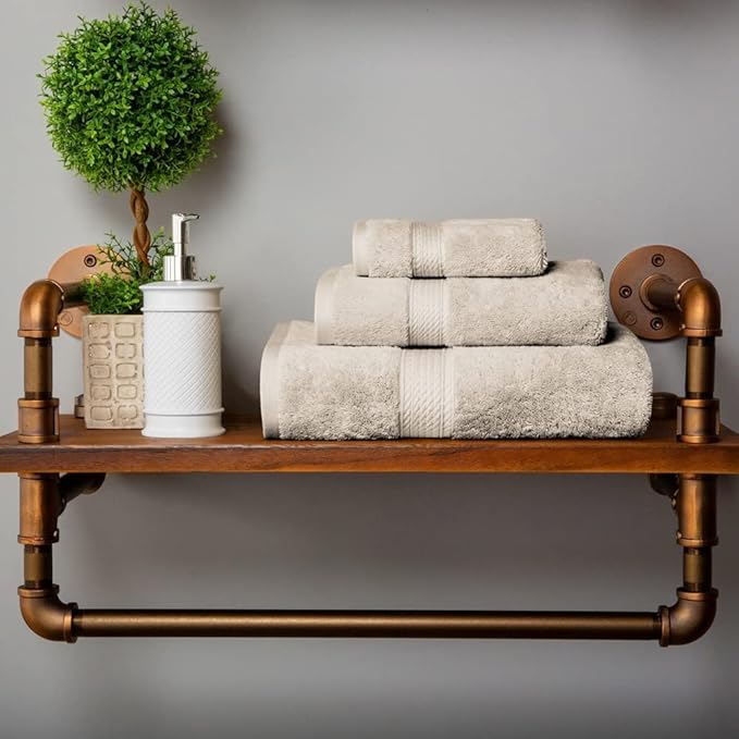 SUPERIOR Egyptian Cotton Pile 3 Piece Towel Set, Includes 1 Bath, 1 Hand