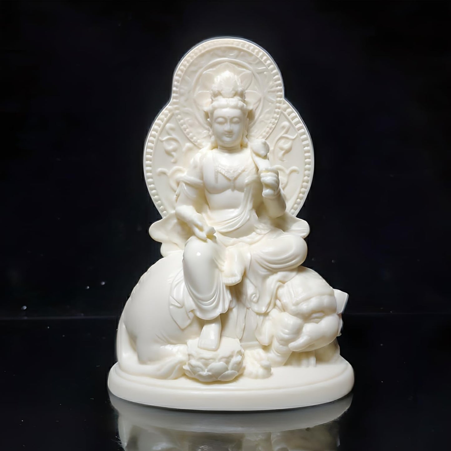 Hormsdar Ivory Fruit Samantha Bodhisattva Sculpture for Home Office Car Feng Shui Décor and Thoughtful Zen Ornamnt Gifting