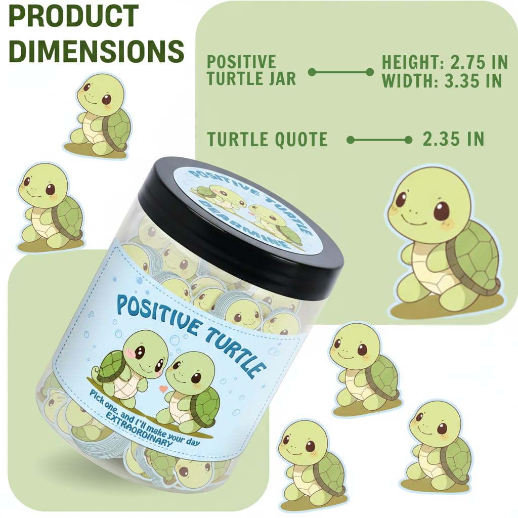 60 Positive Turtle Cards Jar, Emotional Support Affirmation Cards, Sea Turtle Gifts, Turtle Lover Gifts For Women, Teens, Friends, Coworkers, Christmas Turtle Decoration For Home Office