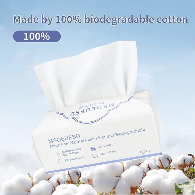Disposable Face Towel, MSOEUESO Cotton Facial Tissues, Dry Face Cloths