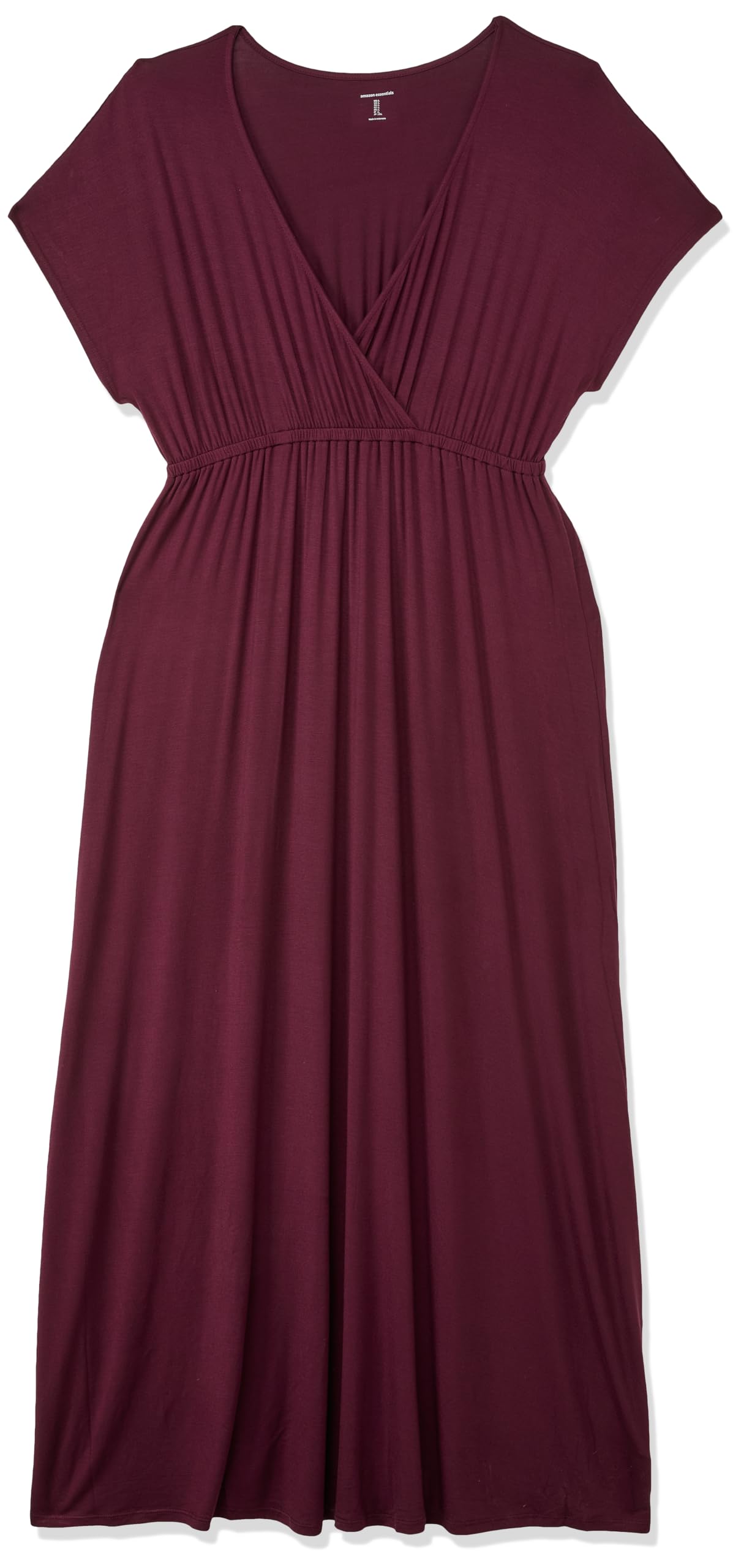 Amazon Essentials Women's Waisted Maxi Dress (Available in Plus Size), Burgundy, Large