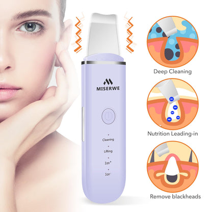Skin Scrubber Face Skin Spatula Facial Scrubber Spatula for Deep Cleansing Blackhead Remover Pore Cleaner with 4 Modes (White)