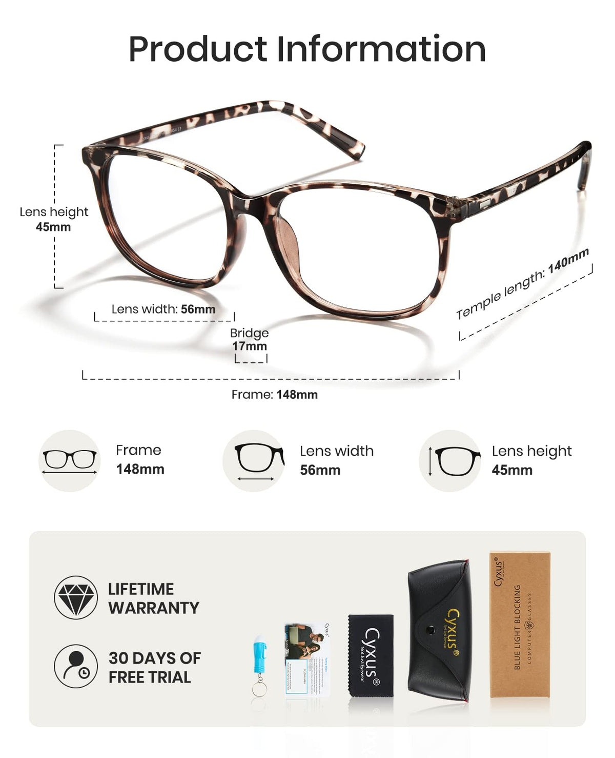 Cyxus Blue Light Blocking Glasses Women Men Computer Gaming Square Glasses UV400 Protection Anti Eyestrain