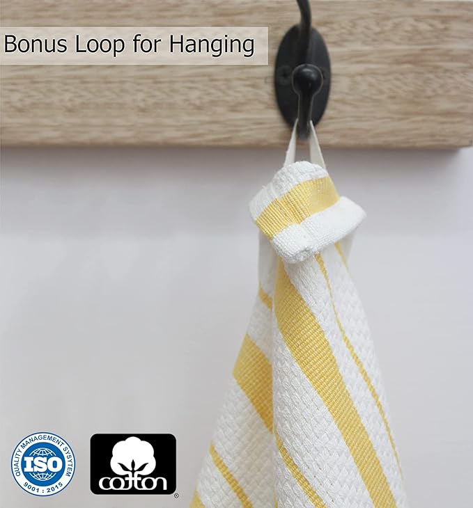 COTTON CRAFT Oversized Kitchen Towels -4 Pack 100% Cotton Basketweave Tea Dish