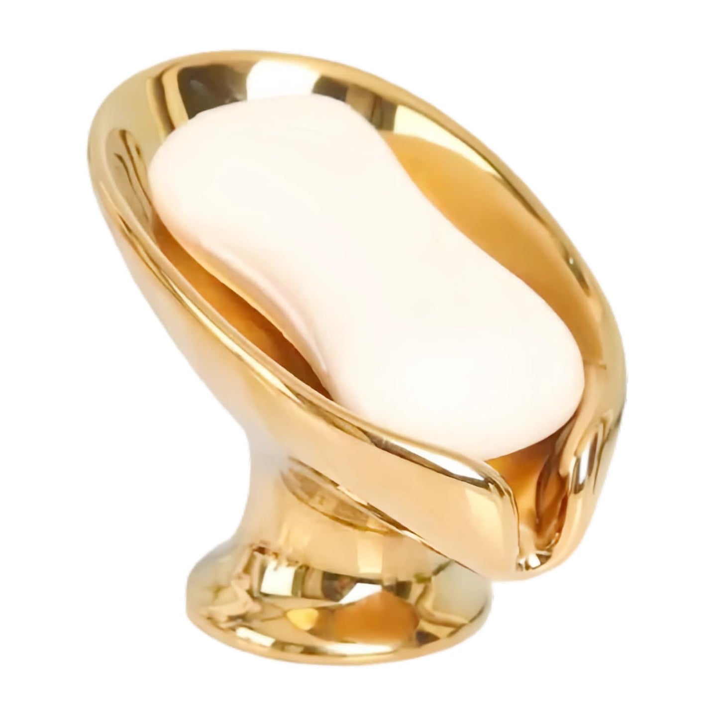 Bar Soap Holder, Soap Dish for Shower, Self Draining Soap Dish, Metallic Glossy Ceramic Soap Holder, Used for Sinks, Bathrooms, Showers,Kitchens (Golden)