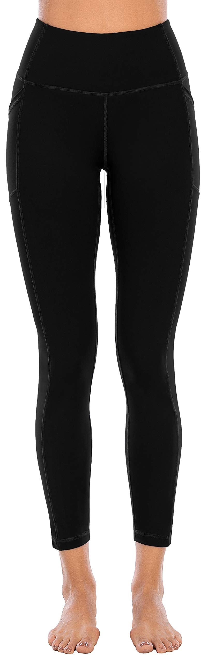 OVRUNS High Waist Gym Leggings for Women Yoga Pants with Pockets Workout Running Compression Leggings for Women - Black - S