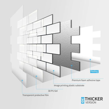 Art3d Peel and Stick Backsplash for Kitchen White Subway (10 Tiles, Thicker Design)